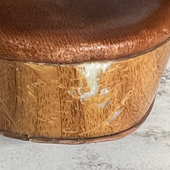 Michael Kors Josephine Tan Leather Wedge Open Toe Sandals Shoes Size 9M - Picture 11 of 12